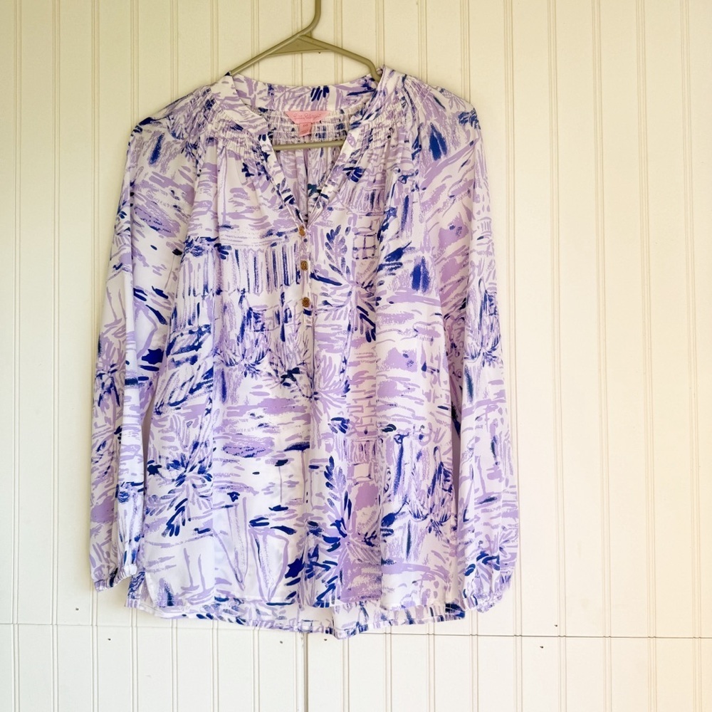 Lilly Pulitzer Size XXS Elsa Top in Rock the Boat Silk Blouse - Picture 2 of 5